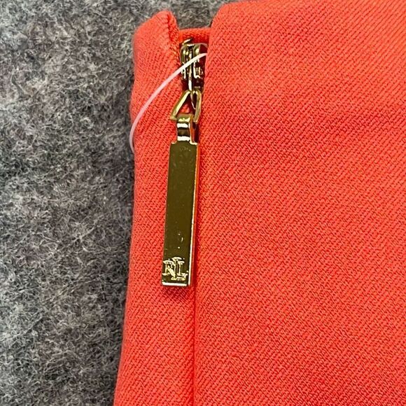 NWT LAUREN RALPH LAUREN Women’s Ankle Pants 14 Side Zip Stretch Slim Fit Coral - Picture 14 of 15